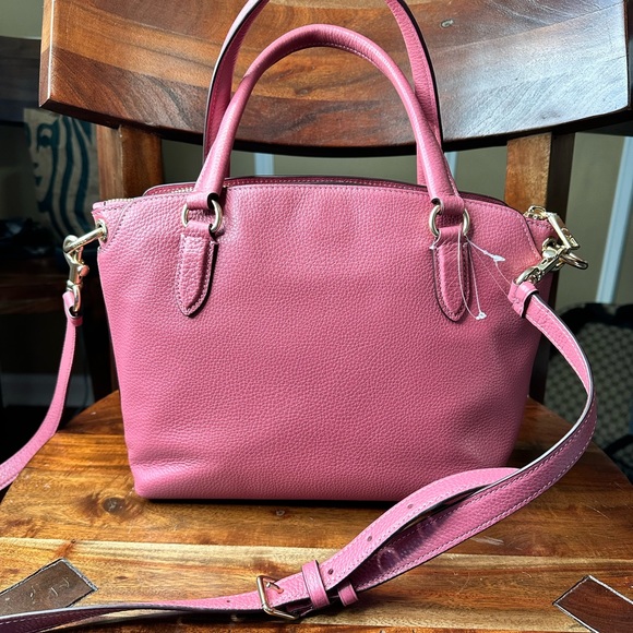 Coach Pebbled Leather Satchel Bag Purse in Rouge Mauve Pink with Gold Hardware - Picture 4 of 16